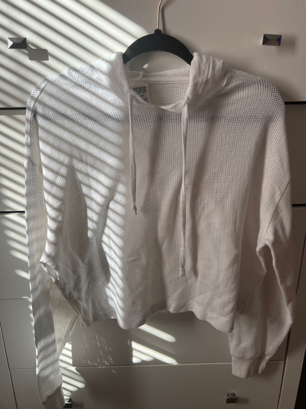 PINK Victoria's Secret White Hooded Knit Swim Coverup